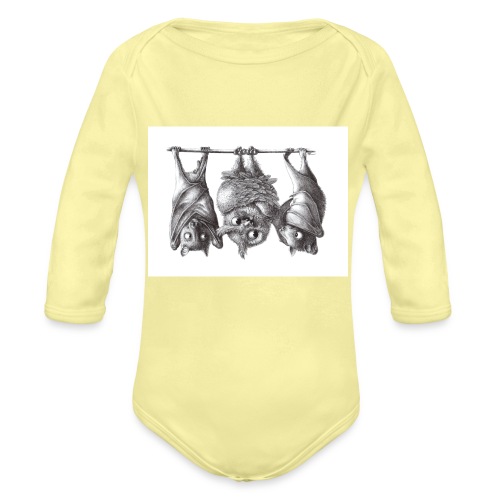 Vampire Owl with Bats - Organic Long Sleeve Baby Bodysuit
