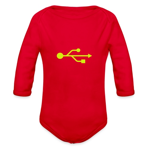 Yellow USB Logo Mid - Organic Long Sleeve Baby Bodysuit