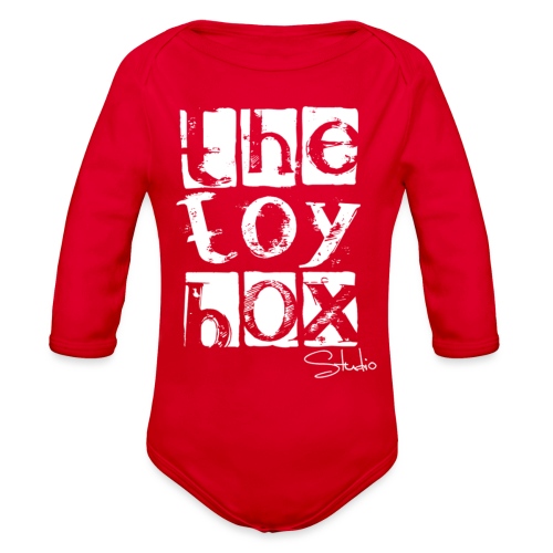 The Toy box Studio - White Logo - Organic Long Sleeve Baby Bodysuit