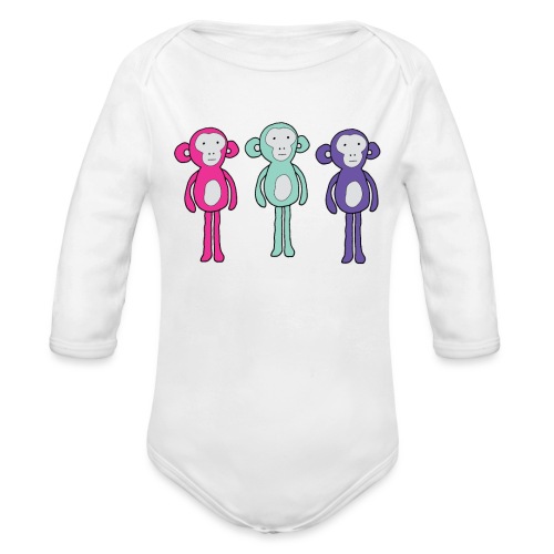 Three chill monkeys - Organic Long Sleeve Baby Bodysuit