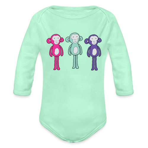 Three chill monkeys - Organic Long Sleeve Baby Bodysuit