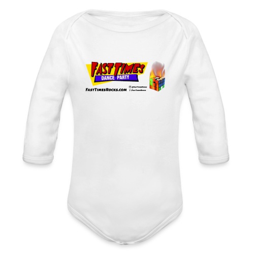 Fast Times Logo with Burning Cube - Organic Long Sleeve Baby Bodysuit