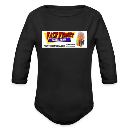 Fast Times Logo with Burning Cube - Organic Long Sleeve Baby Bodysuit