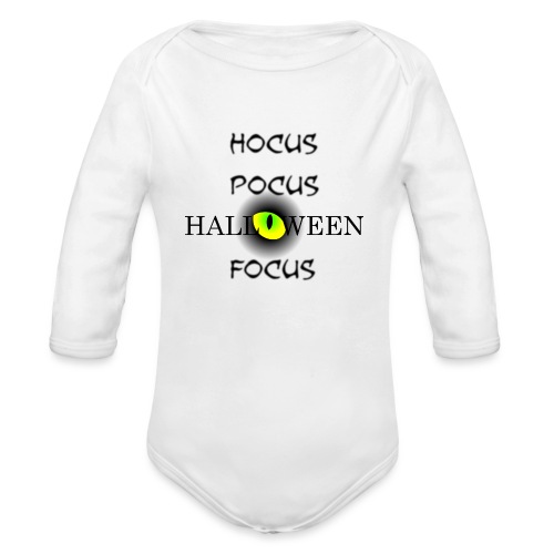 Hocus Pocus Halloween Focus Word Art - Organic Long Sleeve Baby Bodysuit