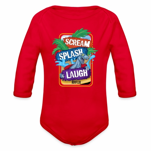 Jurassic Scream Splash Laugh - Organic Long Sleeve Baby Bodysuit