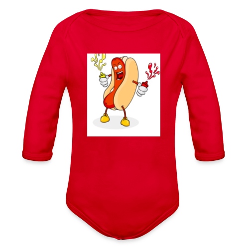 Hot dog t - Organic Long Sleeve Baby Bodysuit