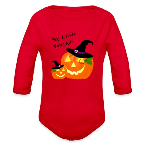 My Little Pumpkin in a Witches Hat - Organic Long Sleeve Baby Bodysuit