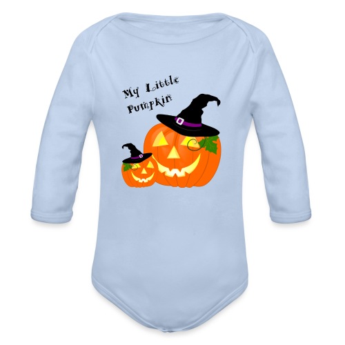 My Little Pumpkin in a Witches Hat - Organic Long Sleeve Baby Bodysuit