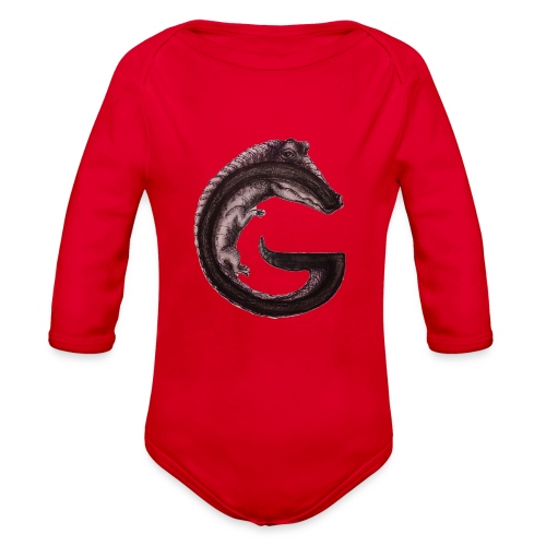 gator transparent BG - Organic Long Sleeve Baby Bodysuit