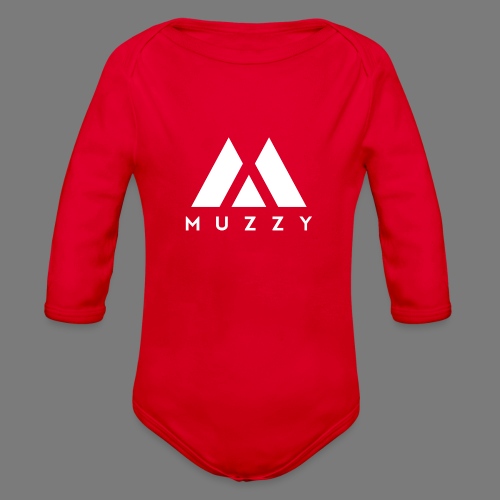 MUZZY Offical Logo White - Organic Long Sleeve Baby Bodysuit