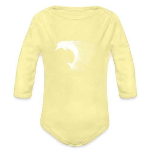 South Carolina Dolphin in White - Organic Long Sleeve Baby Bodysuit
