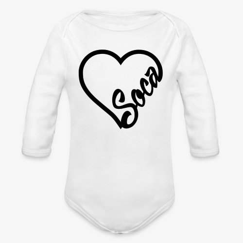 SocaHeart - BLACK - Organic Long Sleeve Baby Bodysuit