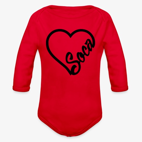 SocaHeart - BLACK - Organic Long Sleeve Baby Bodysuit