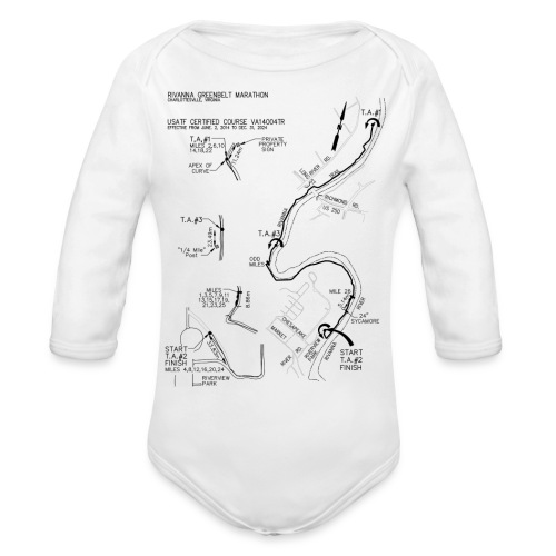 Rivanna Greenbelt Marathon Official Course Map - Organic Long Sleeve Baby Bodysuit