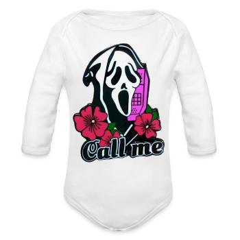 Ghostface Phone Call - Organic Long Sleeve Baby Bodysuit - white - Front