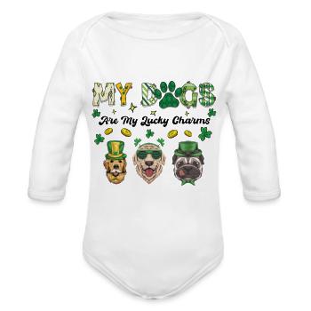 My Dogs Are My Lucky Charms - Organic Long Sleeve Baby Bodysuit - white - Front