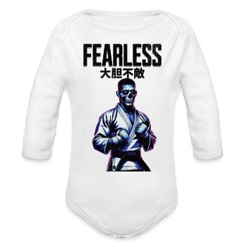 Fearless BJJ Fighter - Organic Long Sleeve Baby Bodysuit - white - Front
