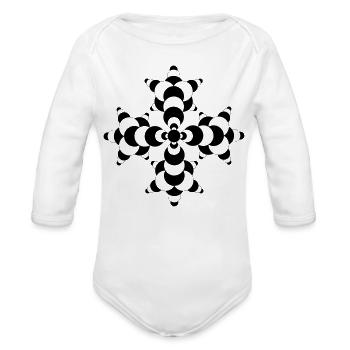 Fractal Molecule Crop Circle - Organic Long Sleeve Baby Bodysuit - white - Front