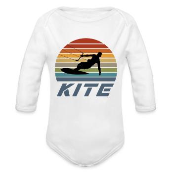 Kite Design - Organic Long Sleeve Baby Bodysuit - white - Front