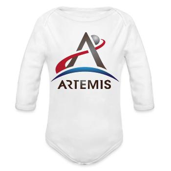 NASA Artemis Mission - Moon Exploration - Organic Long Sleeve Baby Bodysuit - white - Front
