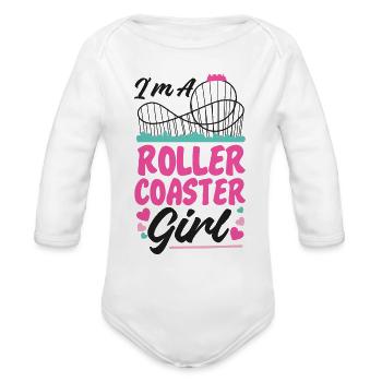 Roller Coaster Girl I'm A Roller - Organic Long Sleeve Baby Bodysuit - white - Front