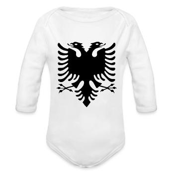Albanians flag eagle - Organic Long Sleeve Baby Bodysuit - white - Front