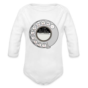 Rotary dial phone - Organic Long Sleeve Baby Bodysuit - white - Front