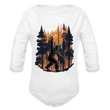 Forest Swagger: Bigfoot's Cool Camouflage - Organic Long Sleeve Baby Bodysuit - white - Front
