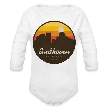 Eindhoven Sunset Retro Badge - Organic Long Sleeve Baby Bodysuit - white - Front
