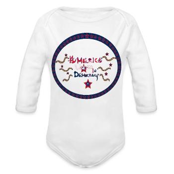 America United in democracy values - Organic Long Sleeve Baby Bodysuit - white - Front