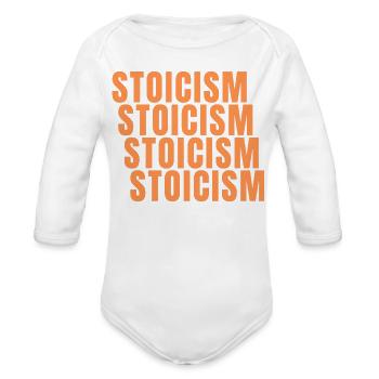 Stoicism : The Strength of Simplicity - Organic Long Sleeve Baby Bodysuit - white - Front