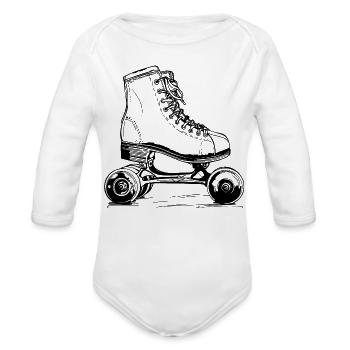 Roller Skates - Organic Long Sleeve Baby Bodysuit - white - Front