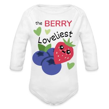 The Berry Loveliest - Organic Long Sleeve Baby Bodysuit - white - Front