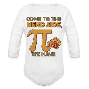 Nerdy Pizza Pi Joke T-Shirt - Organic Long Sleeve Baby Bodysuit - white - Front