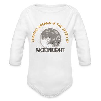 Celestial Moonlight Dream Illustration - Organic Long Sleeve Baby Bodysuit - white - Front