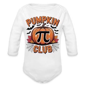 Pumpkin Pi Club Fall Halloween Design - Organic Long Sleeve Baby Bodysuit - white - Front