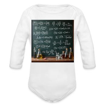 Science Chalkboard Mathematical Design - Organic Long Sleeve Baby Bodysuit - white - Front