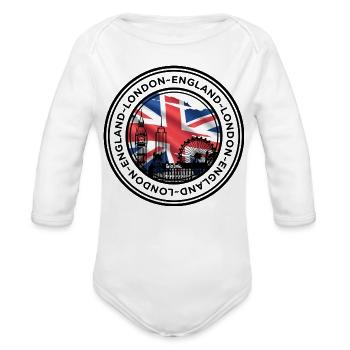Union Jack London Skyline - Organic Long Sleeve Baby Bodysuit - white - Front