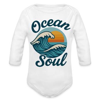 Ocean Soul Waves Sunset - Organic Long Sleeve Baby Bodysuit - white - Front