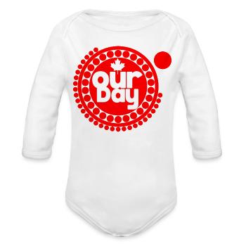 Our Day Maple Circle Tee - Organic Long Sleeve Baby Bodysuit - white - Front