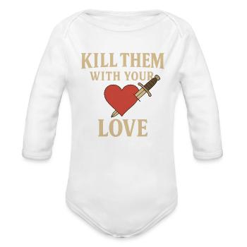 Heart and Dagger - Organic Long Sleeve Baby Bodysuit - white - Front
