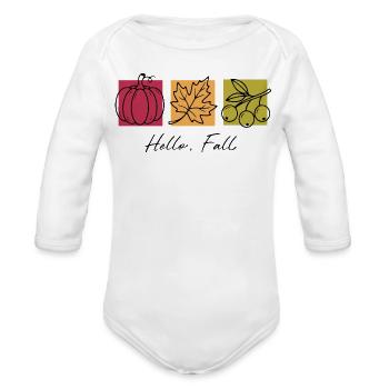 Hello Fall - Organic Long Sleeve Baby Bodysuit - white - Front