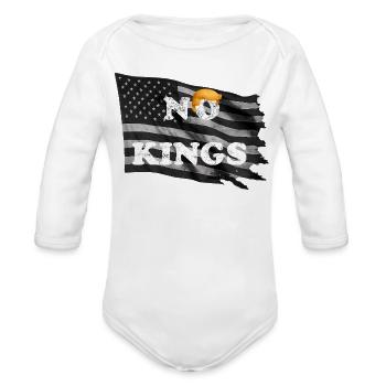 No Kings Flag Satire - Organic Long Sleeve Baby Bodysuit - white - Front