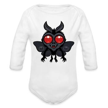 Creepy Cute Cryptid Mothman Monster - Organic Long Sleeve Baby Bodysuit - white - Front