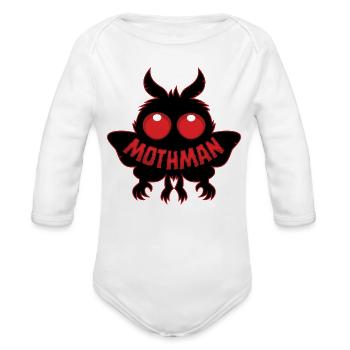 Red-Eyed Mystery Mothman Silhouette - Organic Long Sleeve Baby Bodysuit - white - Front