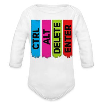 Tech Humor Design – Restart Your Life in Color - Organic Long Sleeve Baby Bodysuit - white - Front