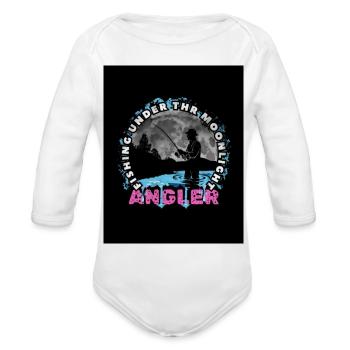 Moonlit Angler Circle Design - Organic Long Sleeve Baby Bodysuit - white - Front