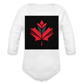 Geometric Red Maple Leaf - Organic Long Sleeve Baby Bodysuit - white - Front