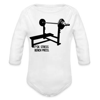 stress bench press - Organic Long Sleeve Baby Bodysuit - white - Front