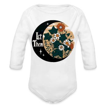 Let Them Bloom Vintage Circle - Organic Long Sleeve Baby Bodysuit - white - Front